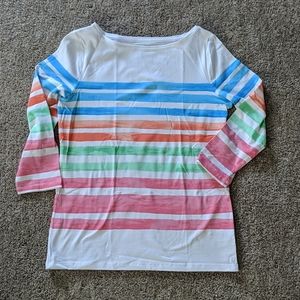 Talbot's Watercolor Striped Boatneck Top